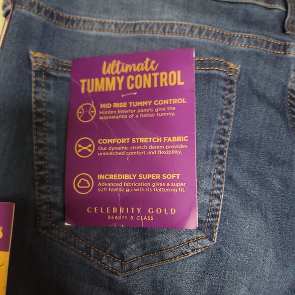 Celebrity Gold Skinny Jeans 16 Ankle Crop Mid Rise‎ Medium Wash Stretch Denim - Picture 3 of 9